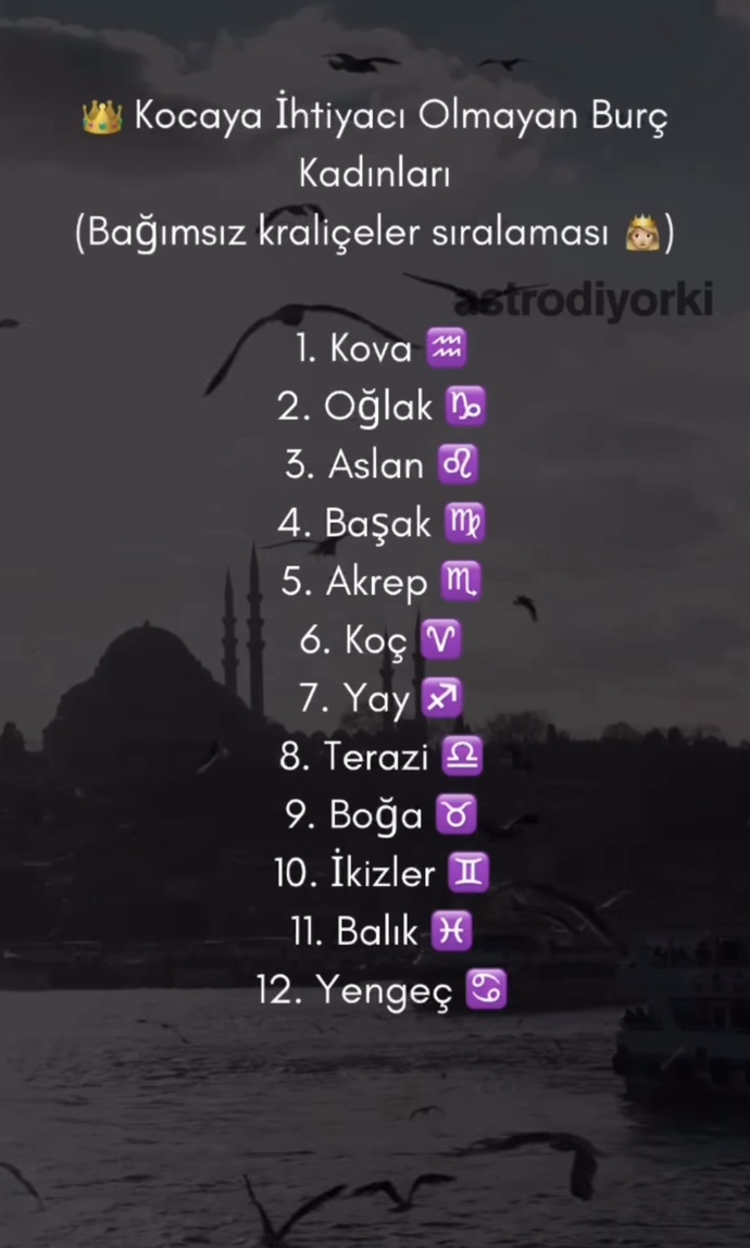 Kocaya İhtiyacı Olmayan Burç Kadınlarının listesi sizce doğrumu?