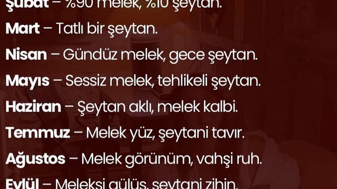 DOĞDUĞUN AYA GÖRE MELEK MİSİN ŞEYTAN MISIN?