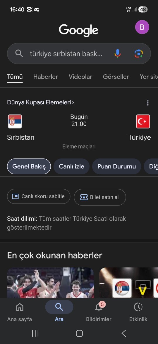 Bugün 21:00 türkiye sırbistan basketbol maçı var kim yener?