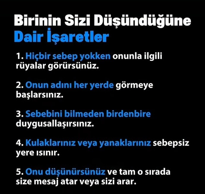 Birinin sizi düşündüğüne göre işaretler nelermiş?