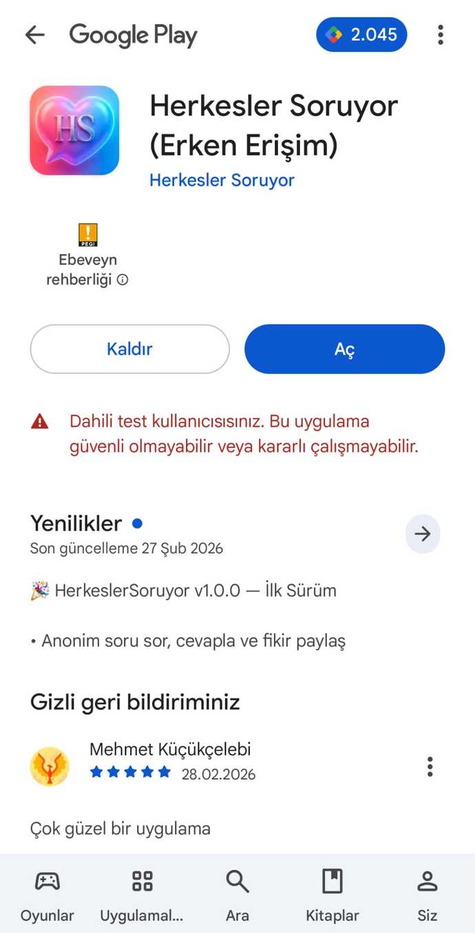 Sonunda Google Play de ki Uygulamam İçin son 14 gün kaldı Bir Tebrik alabilir miyim?