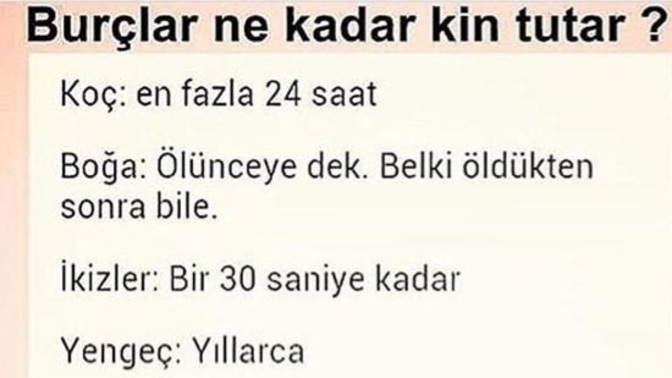 Burçlar ne kadar kin tutar?
