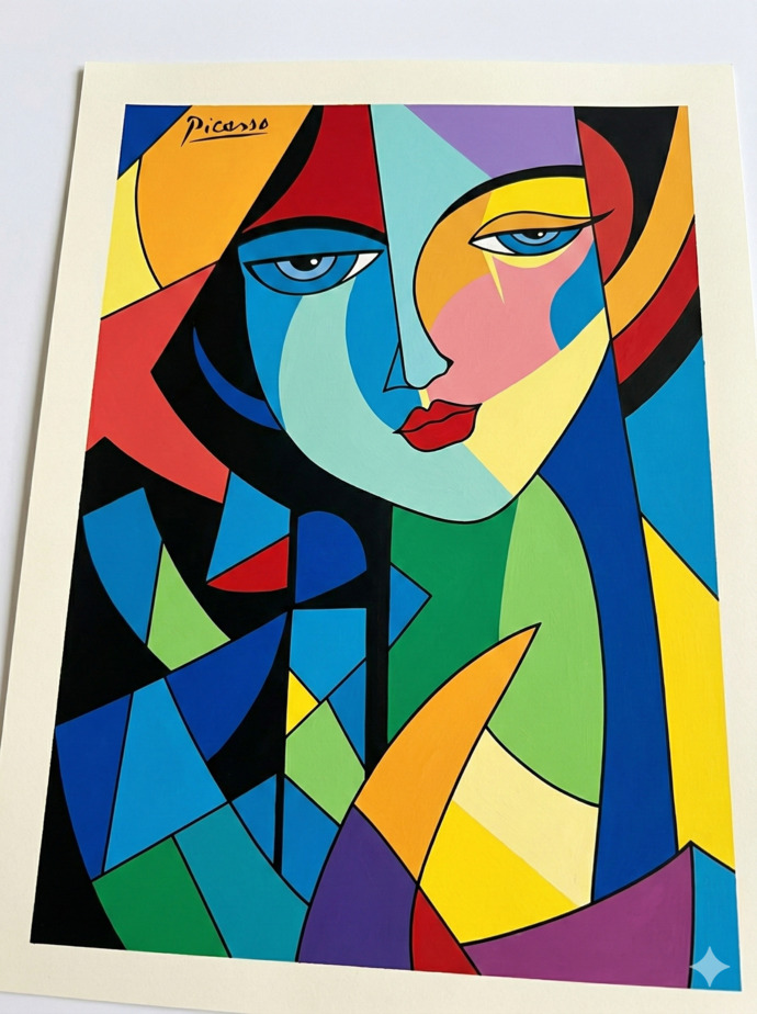 Kendi çizdiğim Picasso tarzı tablo nasıl olmuş, yorumlarınız neler?