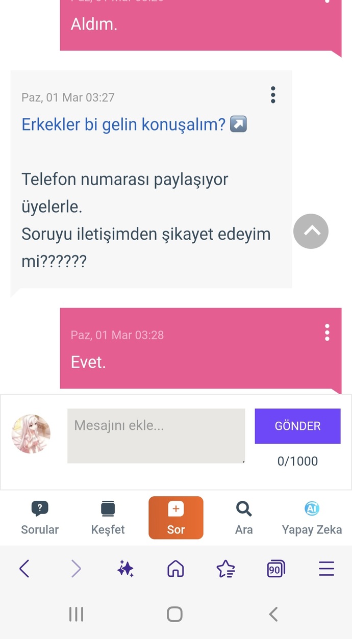 Dm'e en son gelen mesaj ne?