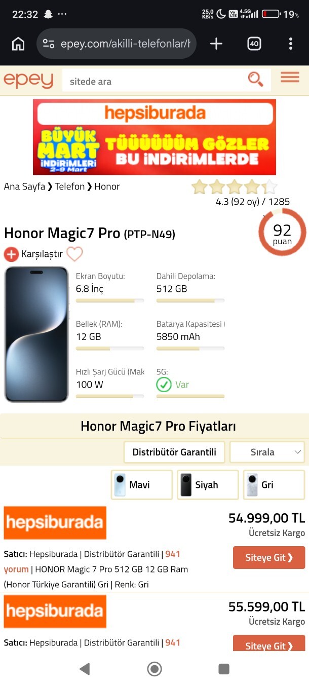Telefon karşılaştırma sorusu?