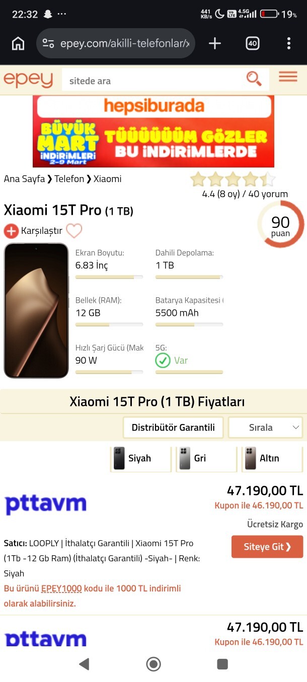 Telefon karşılaştırma sorusu?