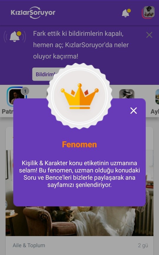 Merhaba Kişilik & karakter kategorisinde fenomen oldum, bir hayırlı olsun alır mıyım🙂?