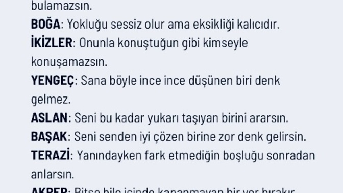 Bu burcu kaybedersen …… boşluğu doldurur musun?