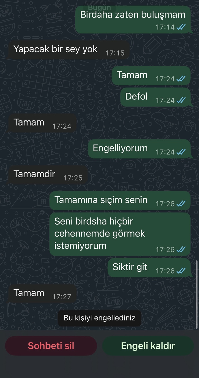 Eski sevgilimin umursamazlığından delirdim iğrenç değil mi aq?