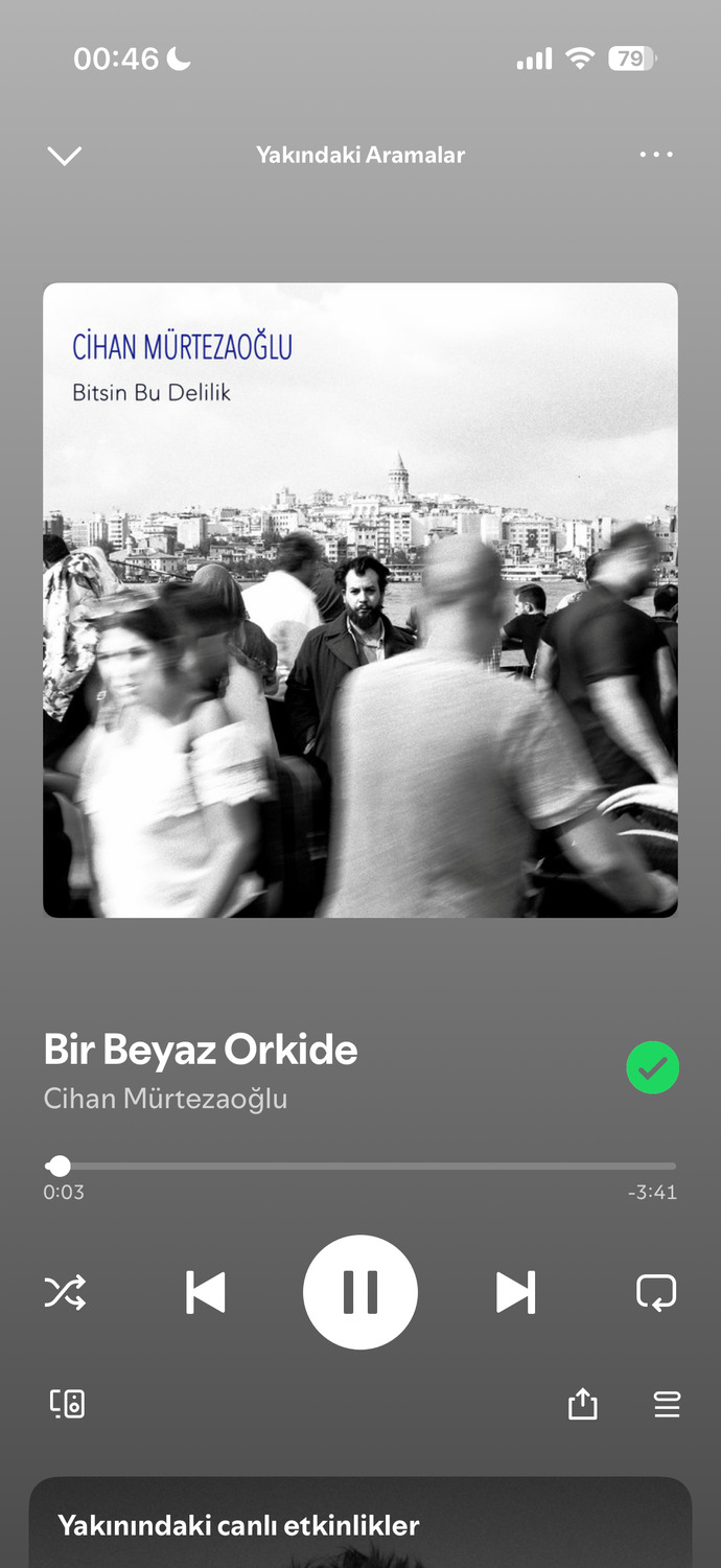 şu an ne yapıyorsun, müzik dinleyen var mı?