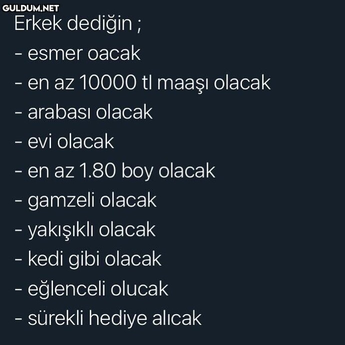 Hayalindeki erkek/kadın nedir?