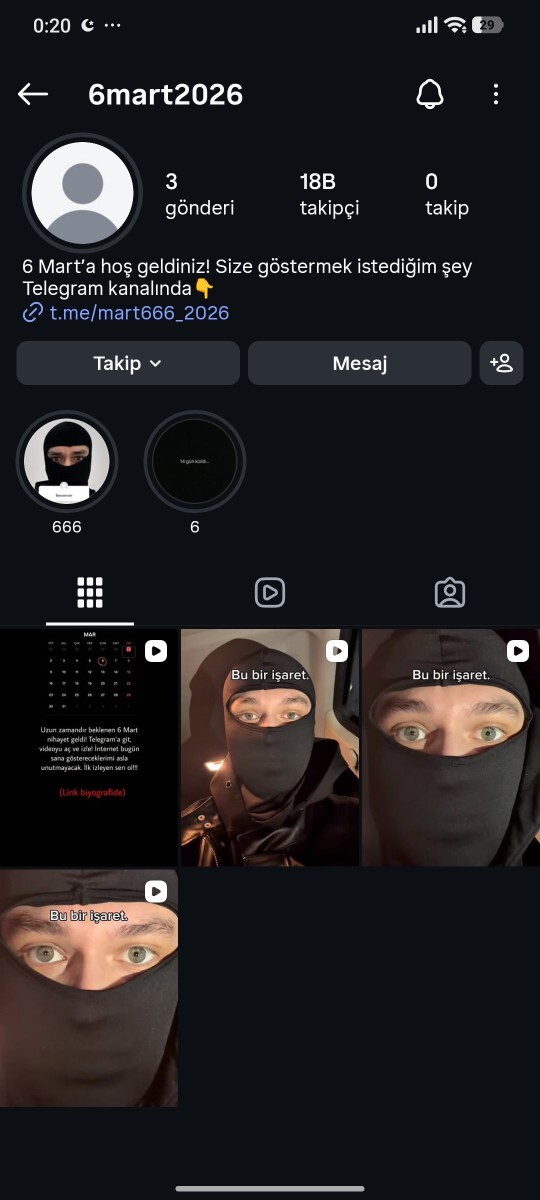 6 Mart  2026 ig hesabı paylaştığı içerik ne?