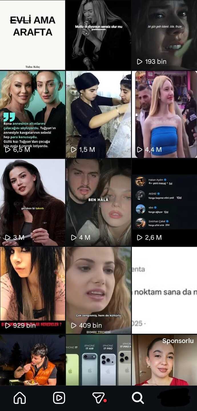 Anlık Instagram keşfetini atar mısın?