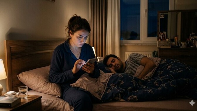 Eşin uyurken gece telefonunu kurcalamak yanlış mı, sen olsan yapar mısın?