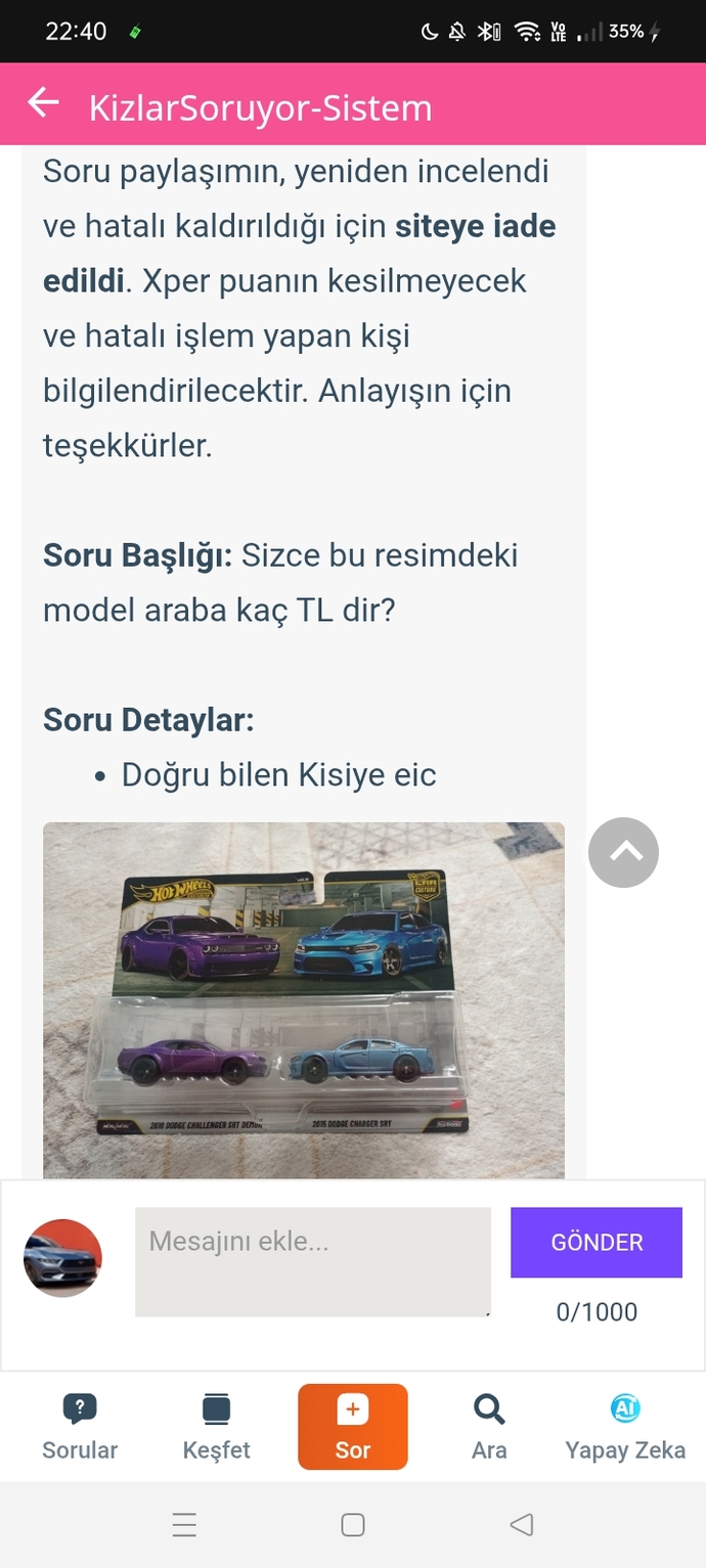 Sorumu kaldiran mod nerdesin?