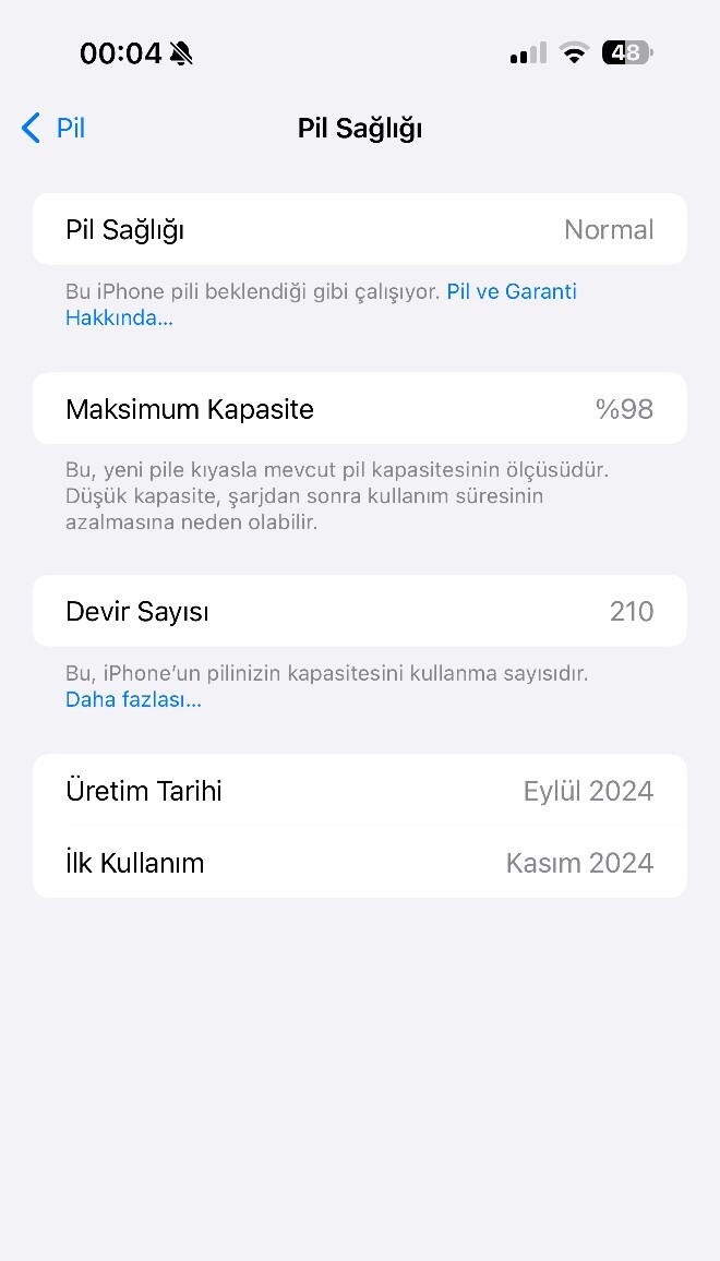 Pil sağlığınız % kaç?
