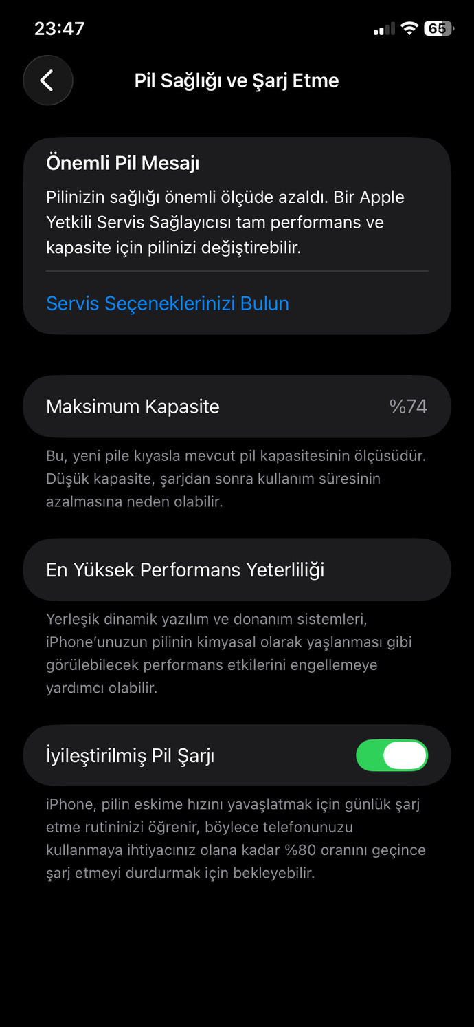 Pil sağlığınız % kaç?