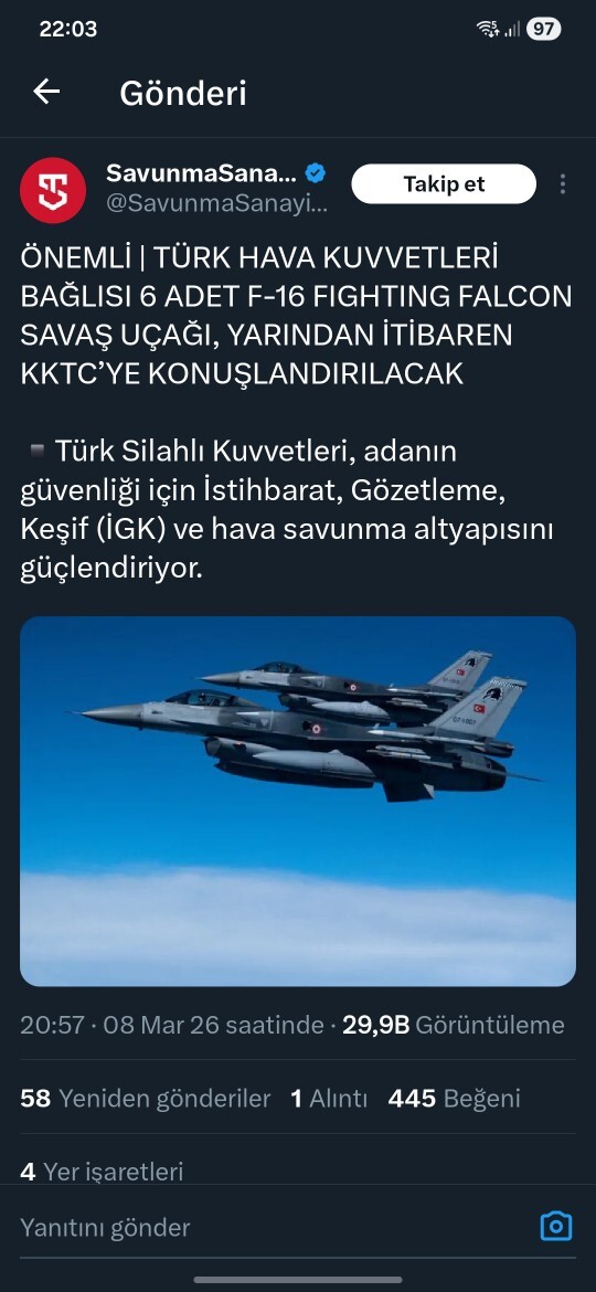 KKTC F16 LAR GÖNDERİLİYOR NE KKTC TEHTOD ALTINDA MI?
