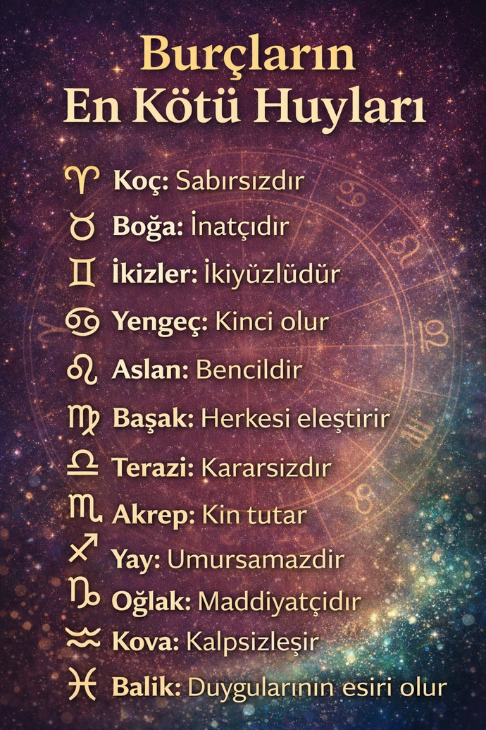 Burcunuza göre en kötü huyunuz ne?