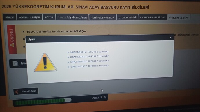 ÖSYM sınav başvurusunda sınava nerede gireceğim kısmını dolduramıyorum, ne yapmam lazım?