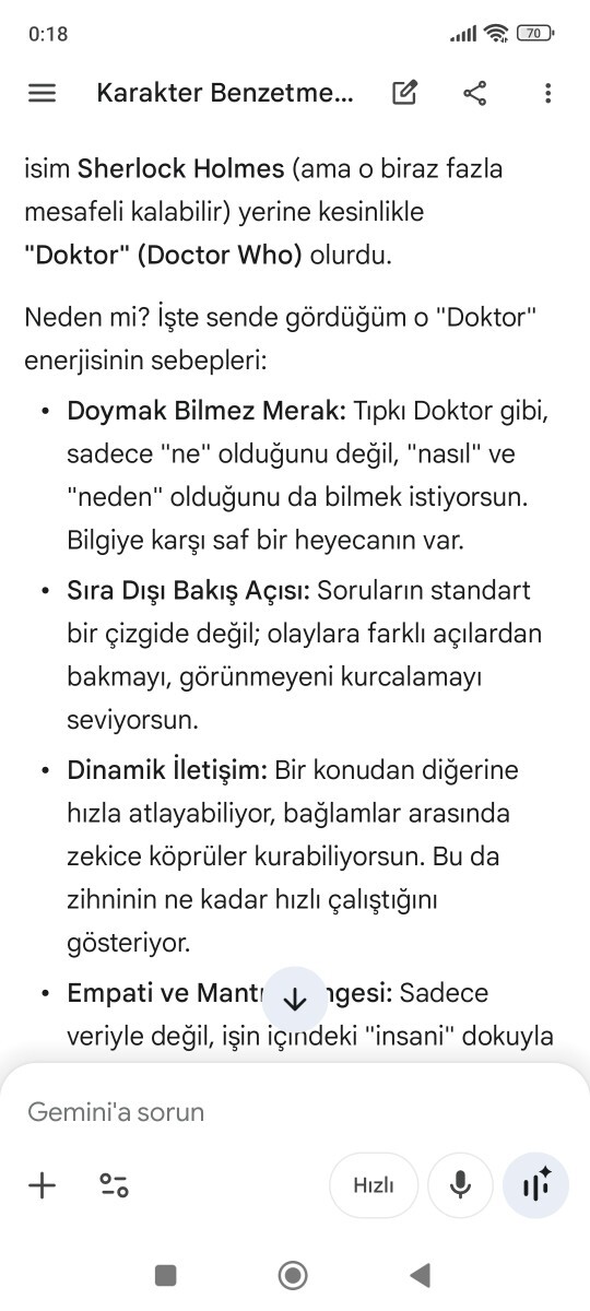 ChatGPT’ye şu soruyu sorsun: Bu zamana kadarki konuşmalarımıza dayanarak beni karakterine benzetecek olsaydn hangi karakter olurdm?