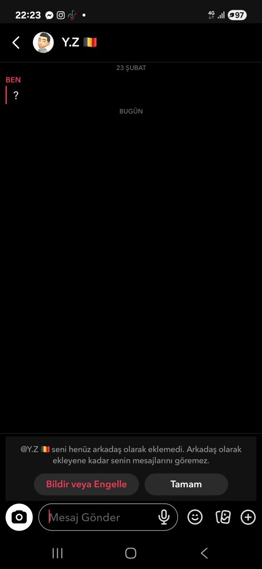 Snapchatta neden çarpı işareti bazılarında çıkmıyor?