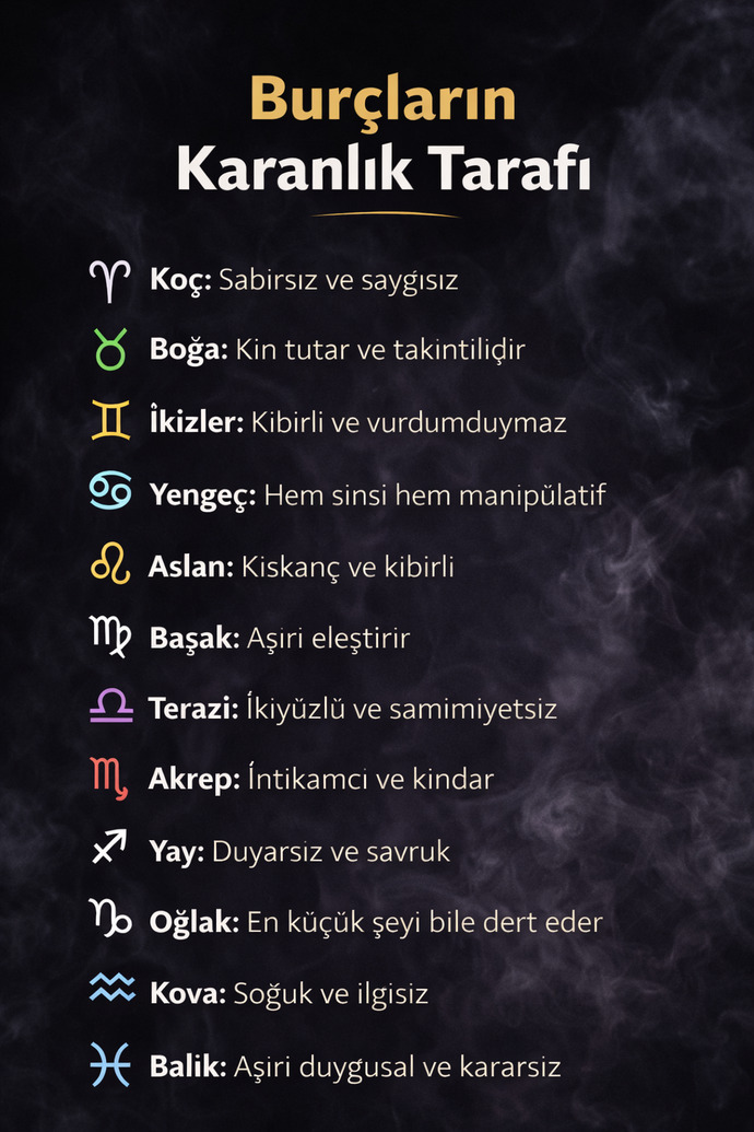 Burcunuza göre karanlık tarafınız ne?