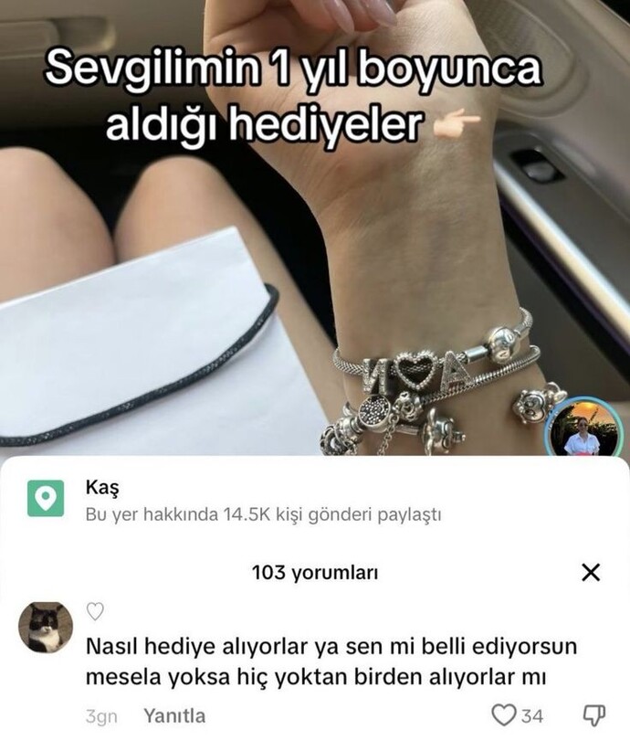 Sevgilinizin size aldığı hediyeleri çekip paylaşır mısınız?