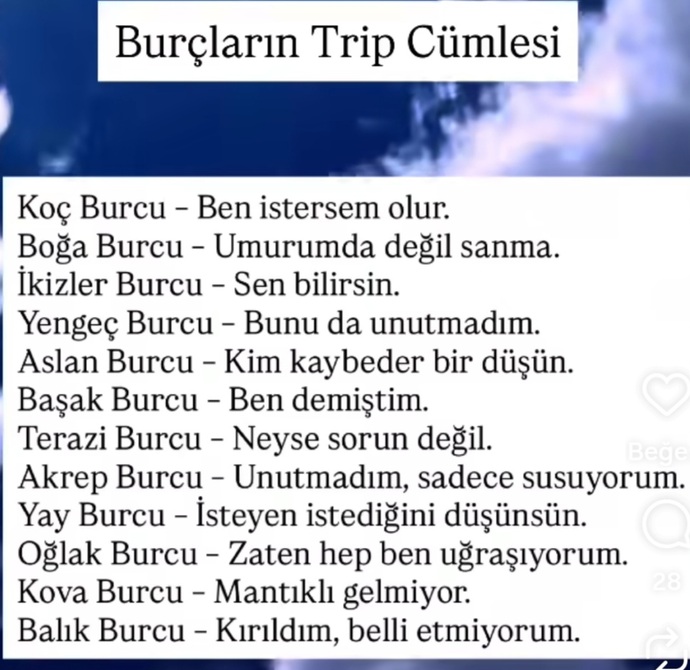 Burçların trip cümlesi nedir 😄?