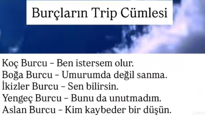 Burçların trip cümlesi nedir 😄?