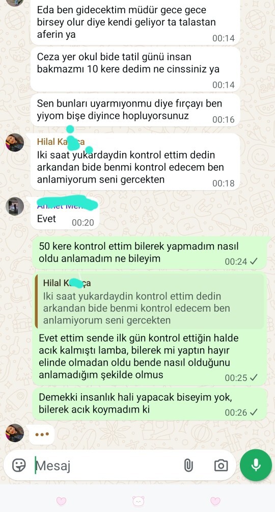 Okulda temizlik yapıyorum. Okul grubundakiler ışığı açık unutmuşum diye mobbing yapmamış mı sizce de?