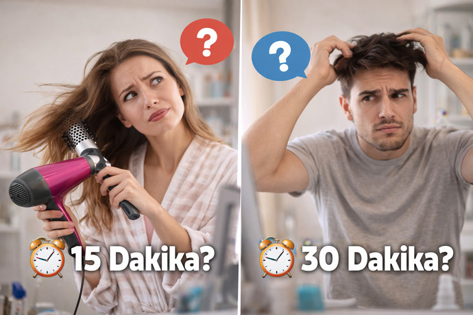 Saç kurutma ve şekillendirme rutininiz toplam kaç dakika sürüyor, normal mi?