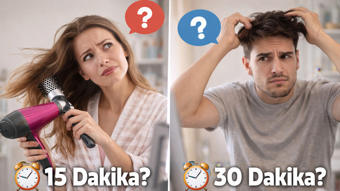 Saç kurutma ve şekillendirme rutininiz toplam kaç dakika sürüyor, normal mi?
