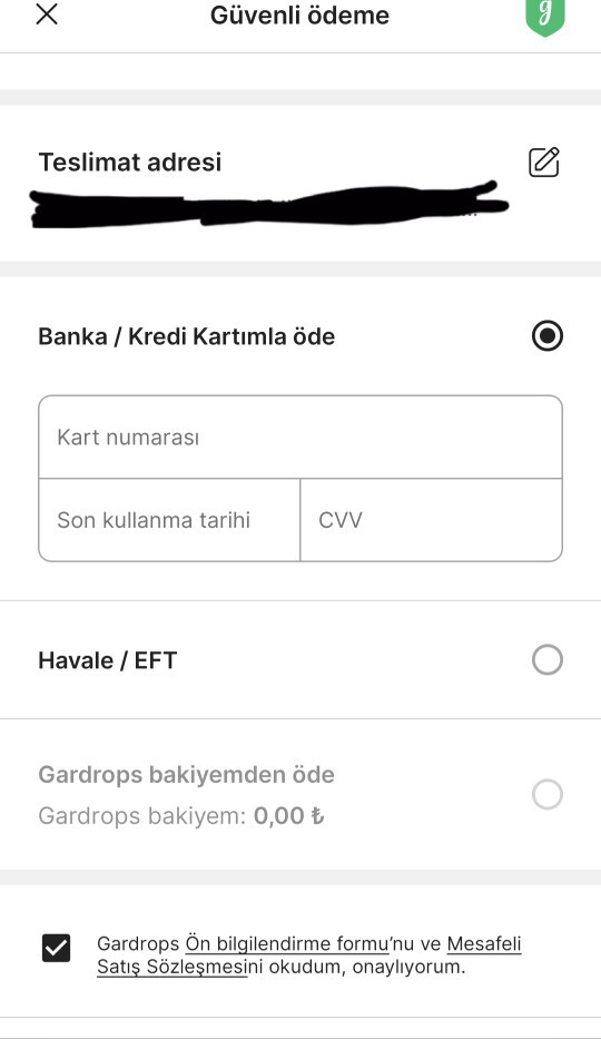 Gardrop uygulamasında sadece havale EFT ile ödeme güvenilir mi, IBAN ile para gönderilir mi?