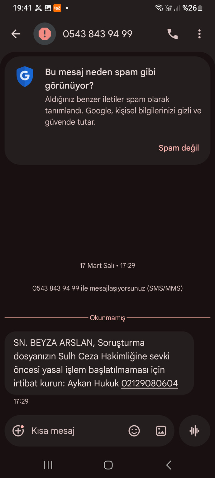 E-Devlet’te görünmeyen hakaret davası SMS’i dolandırıcılık mıdır?