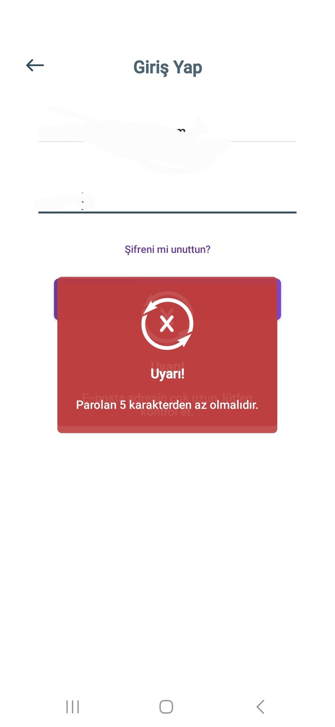 Uygulama üzerinden giriş yaparken sürekli bad request hatası alıyorum, tarayıcıdan sorunsuz girerken neden böyle oluyor?