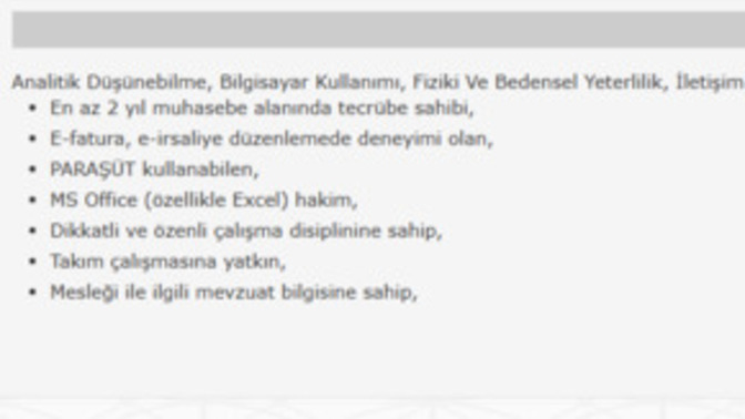 İşkur muhasebeci ilanında aranan niteliklerde PARAŞÜT KULLANABİLEN yazmışlar. PARAŞÜT diye bir muhasebe yazılımı mı var?