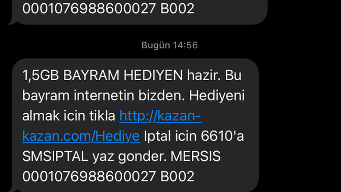 Size de böyle bir mesaj geldi mi?