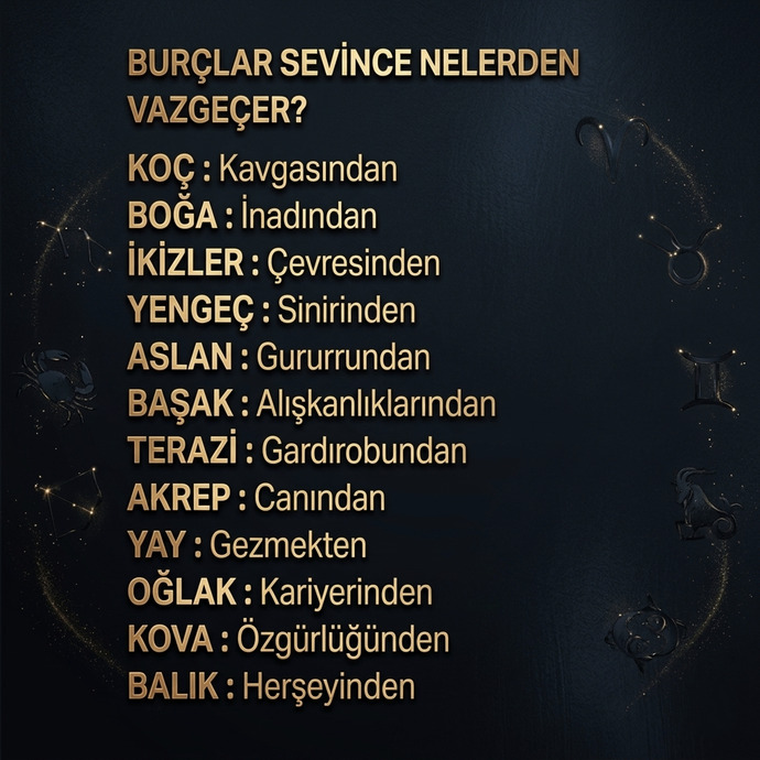 Sevince nelerinden vazgeçersin?