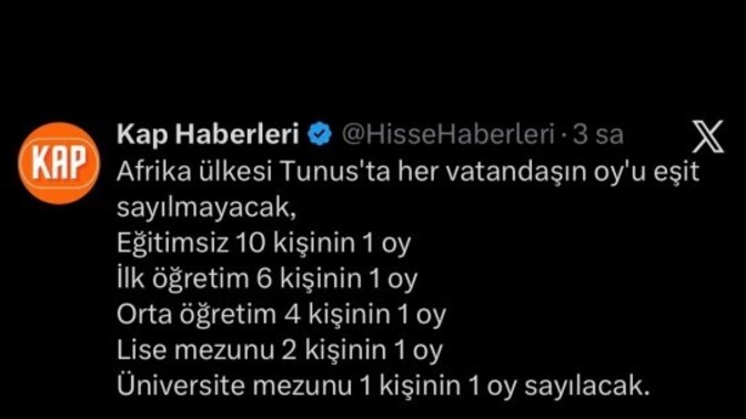 Sizin oyunuzla baskasinin oyu bir mi, herkesin oyu esit mi olmali?