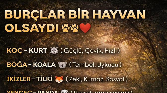 Burcuna göre hayvan olsaydın hangisi olurdun🐾?