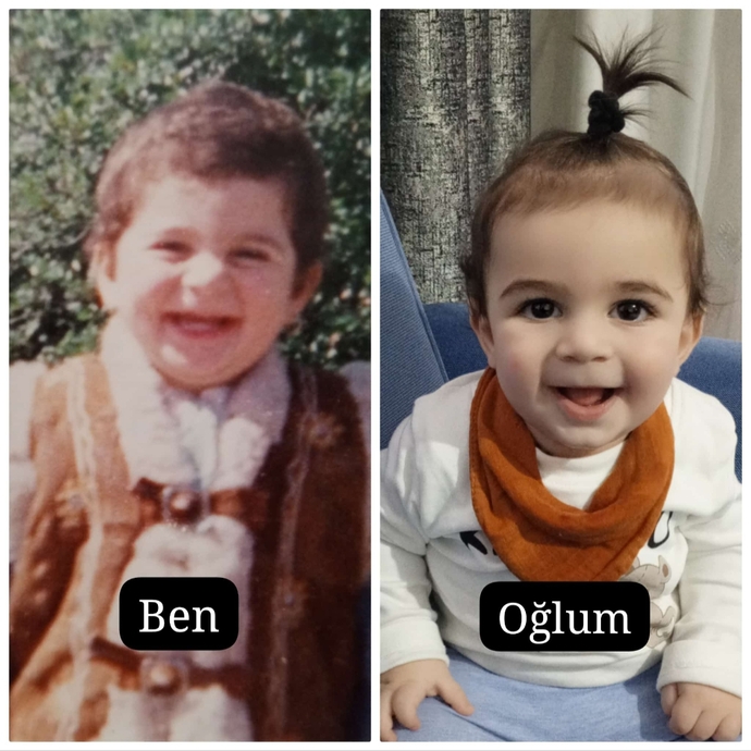 Benim küçüklüğüm ve oğlum. sizce oğlum bana benziyor mu?