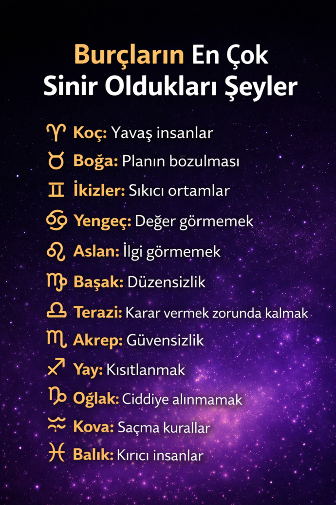 Burcunuza göre en çok sinir olduğunuz şey ne?