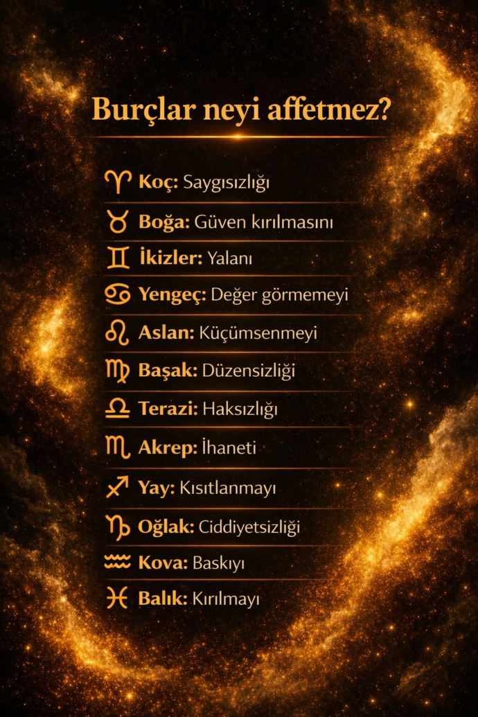 Burcunuza göre neyi affetmezsiniz?
