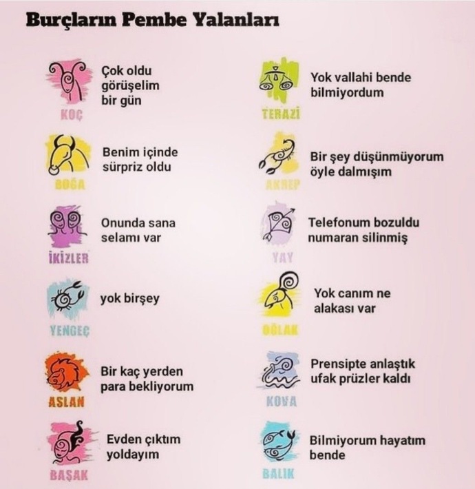 Burçların pembe yalanları nelermiş?