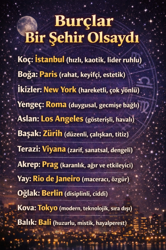 Burcuna göre bir şehir olsaydın hangisi olurdun?