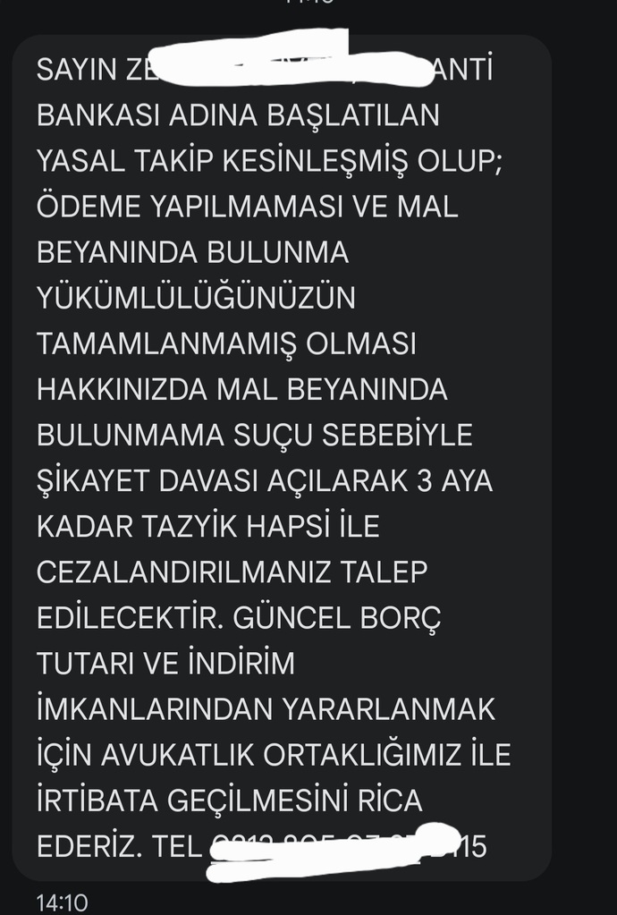 35 bin lira borç için hapis cezası olur mu, gelen mesaj sadece korkutma amaçlı mı?