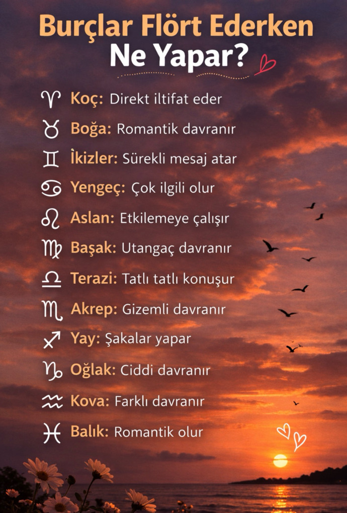 Burcunuza göre flört ederken ne yaparsınız?