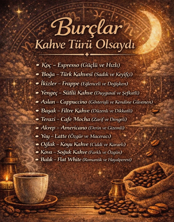 Burcuna göre kahve türü olsaydın hangisi olurdun?