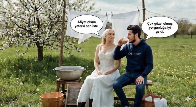 Çok yorgunum! En son içtiğin şeyin yarısını bana verseydin ben ne içmiş olurdum?